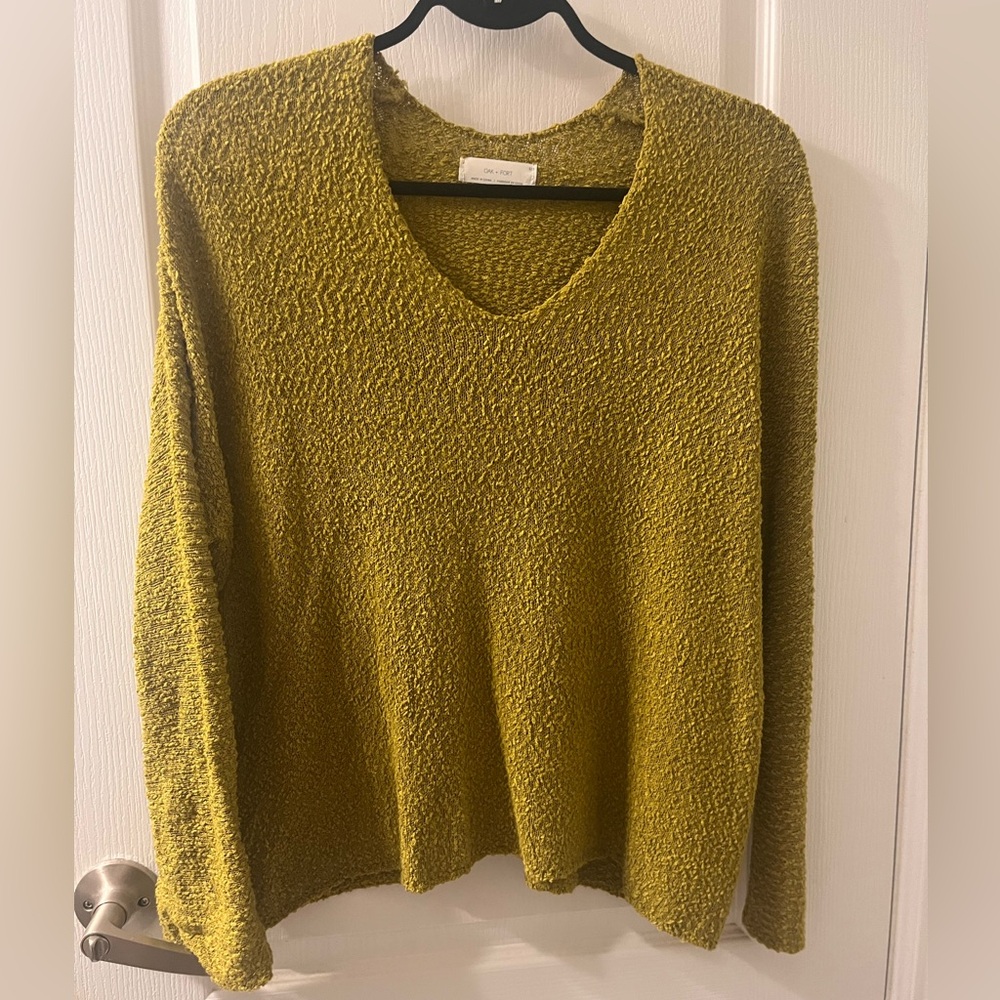 Oak + Fort 90s Chartreuse Boucle Sweater